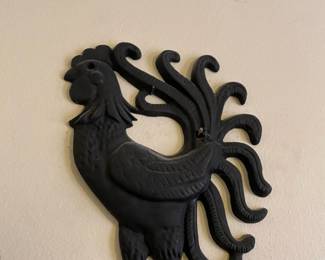 Black Cast Iron Rooster Wall Decor