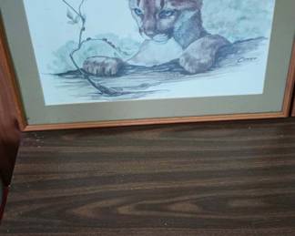 Set of 2 Framed Wildlife Art Prints Signed Clancy 