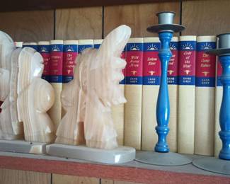 Pair of Donkey Carved Onyx Bookends