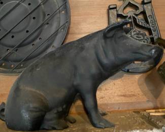  Black Cast Iron "Pig" Piggy Bank 
