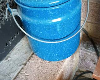 Blue/White Speckled Enamel Cream Container with Lid 