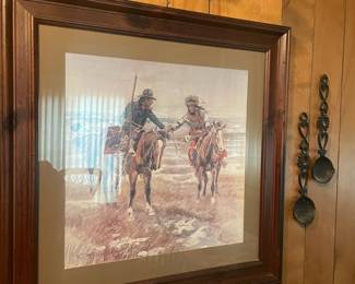 1910 Framed & Matted Print "A Doubtful Handshake" by Charles Russell