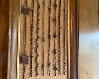 Framed Antique Barbed Wire Display
