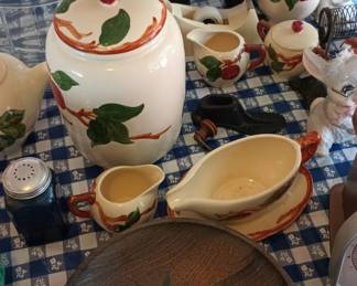 1970’s Faux Wood Plastic Serving Bowl with Hand Painted Daisy