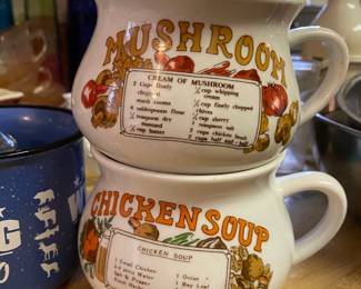 Pair of Soup Recipe Mugs - Mushroom & Chicken Soup
