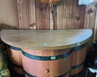 Rustic Wine Barrel Bar, Wine Barrel Bar Light 
