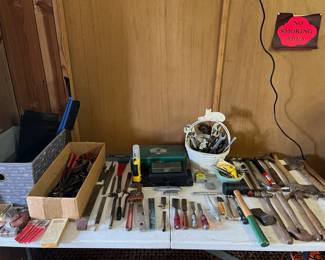 Assortment of Hand Tools - Hammers, Chisels, Wrenches