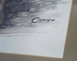 Set of 2 Framed Wildlife Art Prints Signed Clancy 