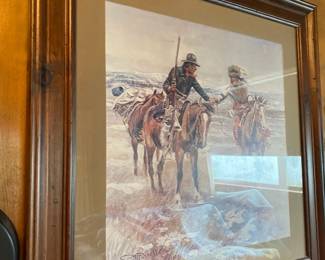 1910 Framed & Matted Print "A Doubtful Handshake" by Charles Russell