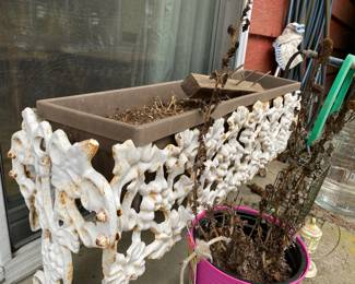 White Cast Iron Window Box/Bench Planter Stand
