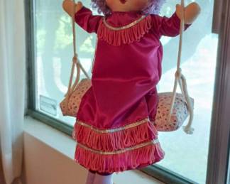  Russ Berrie Purple Girl on a Swing Doll 