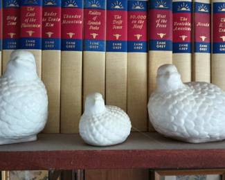 Ceramic White Dove Family Sculptures