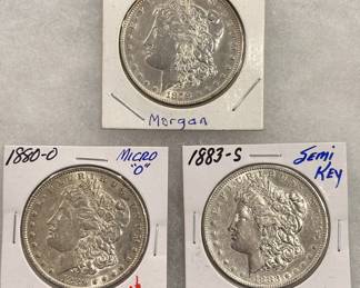 Morgan Silver Dollars 1879-O, 1880-O(mirco "o") & 1883-S