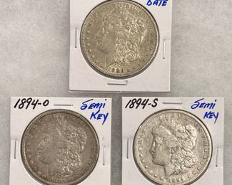 Morgan Silver Dollars 1886-O, 1894-O & 1894-S