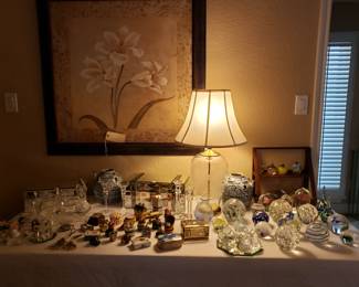 Glass Paperweights, Perfume Bottles & China Boxes