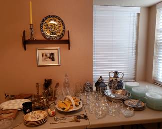 Blue & White China, Crystal and Brass Items