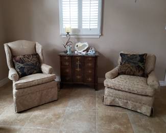 Upholstered Arm Chairs & Chest