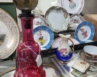 Antique blown glass decanter