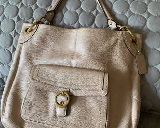 Ivory metallic Coach handbag 