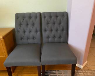 (2) grey side chairs 