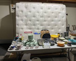 King posturepedic pillow top mattress, springs, frame, kitchen