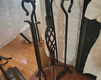 20 year old hand forged iron fireplace tools ordered from The Sundance Catalog