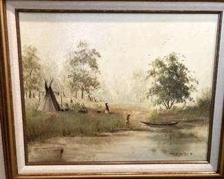 "Indian Encampment" by Nancy Luckey - oil on canvas 16" x 20"