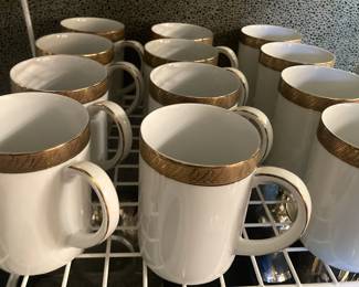 Gold rimmed coffee mugs
