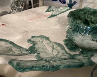Bunny platter and serving bowl
