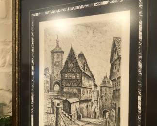 Pen and ink - Rothenburg Road in Germany