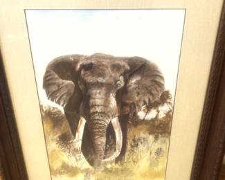 Framed and matted elephant