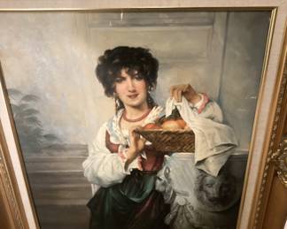"Girl with Fruit" by Tibor Tasnadi - oil on canvas 20" x 24"
