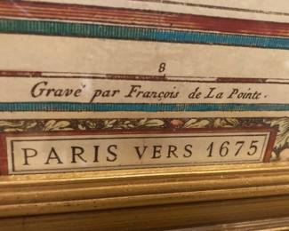 Nine framed sections of Paris, France - 1675