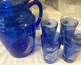Vintage Hazel Atlas cobalt blue glass pitcher from the 1930's