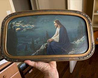 Vintage Jesus print in antique frame