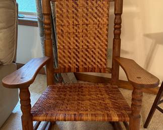 Beautiful Wooden Woven Rocking Chair