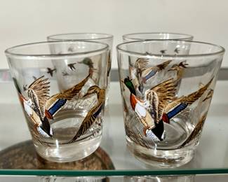 Set of 4 Vintage Libby 1970s Mallard Duck Whiskey Glasses