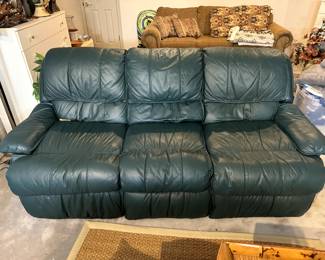 Green Faux Leather Recliner Sofa