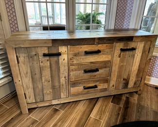 Rustic Farmhouse Style Wooden Sideboard