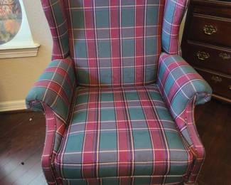 Wingback Plaid Side Chair