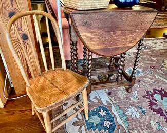 we have two of these barley twist, small gate leg tables