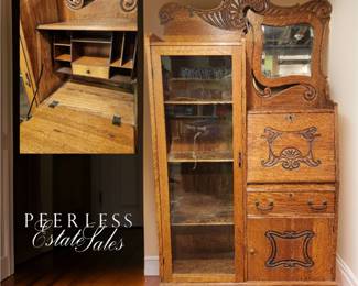 Antique Oak Secretary Bookcase $249 or bid #34