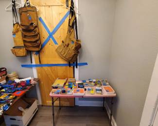 Tools, Tool Apron, Boxes of screws,bolts,nails