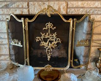 Brass fireplace screen