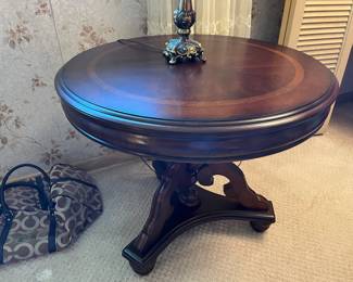Gorgeous round wood side table