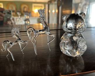 A couple of lovely crystal pieces!  The little bear on the right, with a cute heart is signed Fenton! 