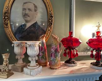 The pair of Viking Ruby Red Lidded pieces on the right are beautiful! 