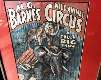 A GREAT Vintage Framed AL G. Barnes Wild Animal Circus Poster! Print is 13X19 inches