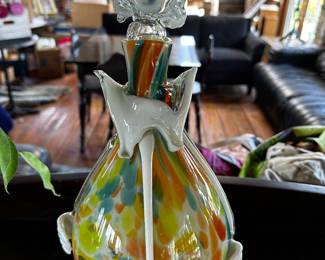 Delightful and Whimsical Vintage Murano Art Glass Clown Decanter! 14" tall! 