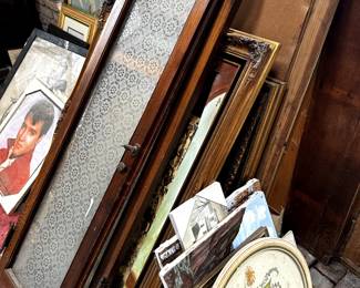 A slew of Antique Frames, Windows, and Art Work! 